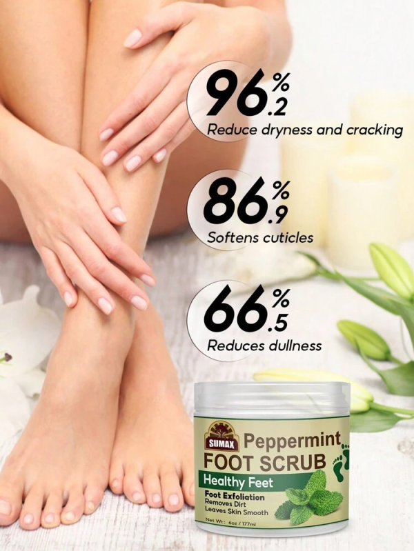 (English) Peppermint Foot Scrub - Exfoliating Foot Scrub, Foot Exfoliator, Great for Cracked Heels, Pedicures, Dead Skin Remover, Exfoliant for Calluses, Moisturizer for Dry Skin - 6 Oz - Image 2
